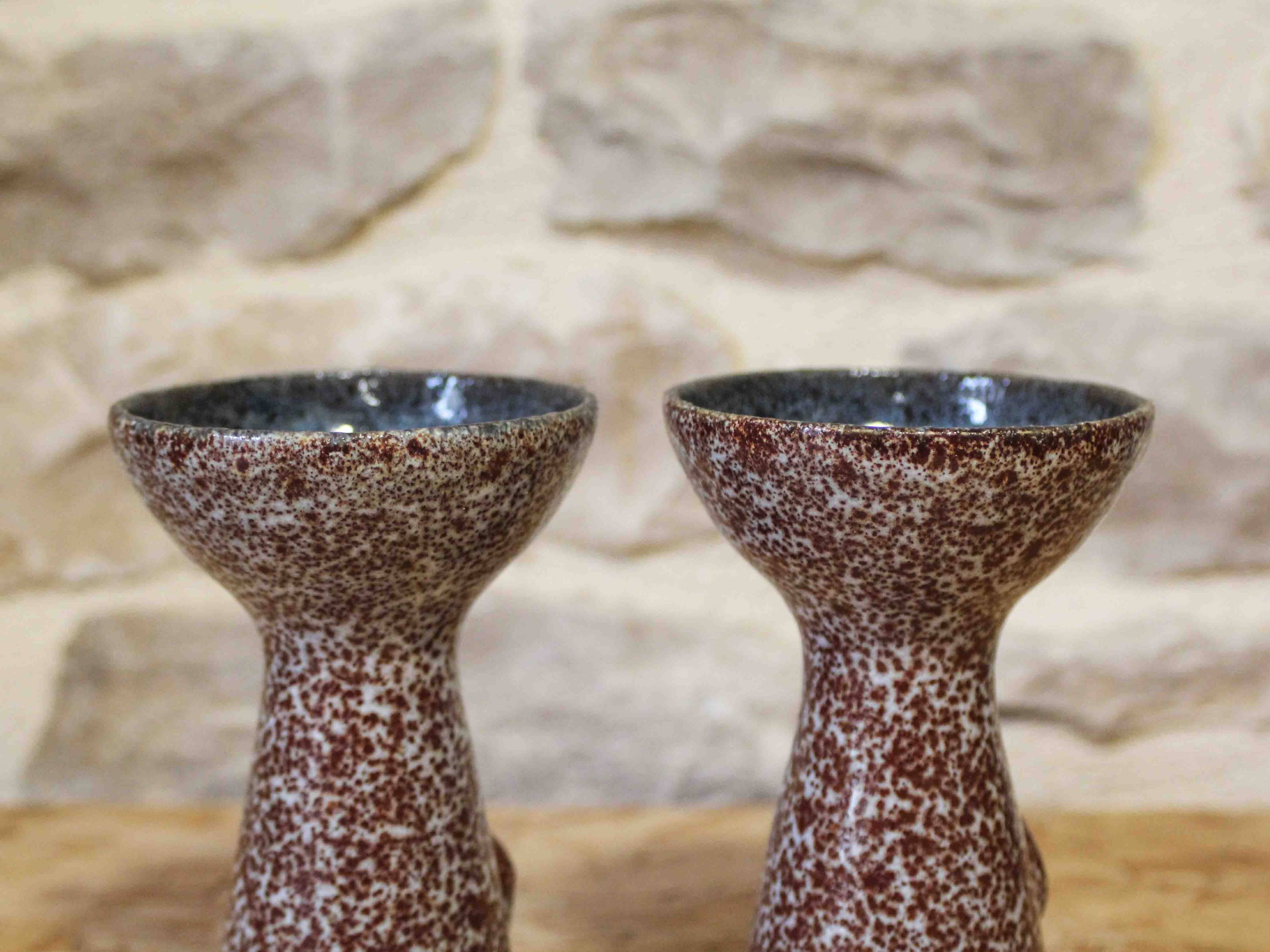 Pair of ceramic candlesticks Paris-Nice 1971