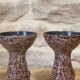 Pair of ceramic candlesticks Paris-Nice 1971