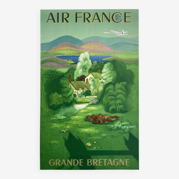 Air France poster - Great Britain by Lucien Boucher - Signed by the artist - On linen