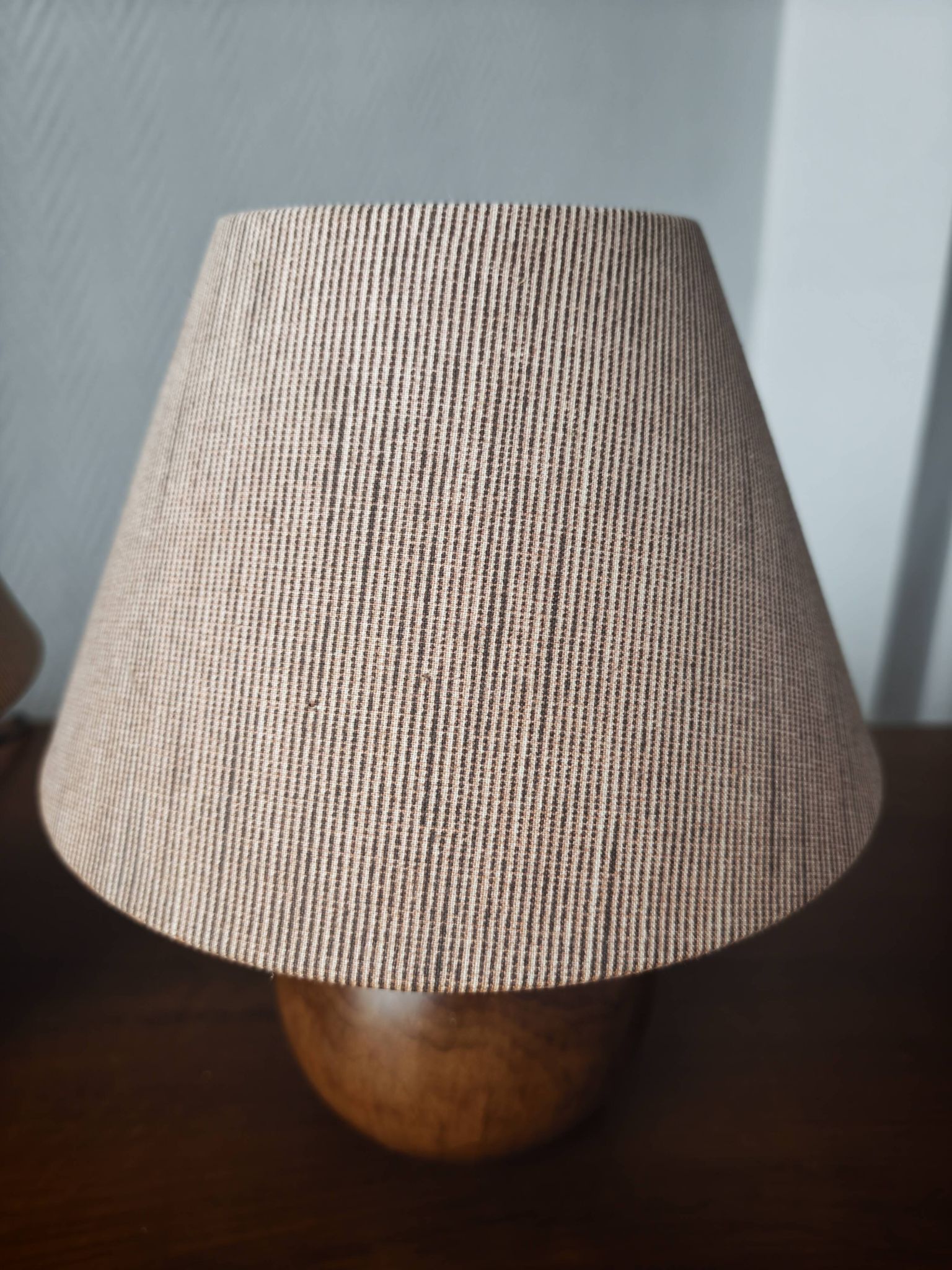 Pair of solid wood ball lamps 1980