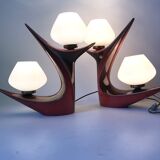 2 lamps 1950 ceramic opaline