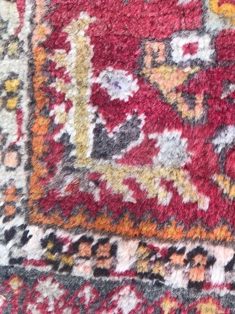 Small antique Turkish carpet Anatolia handmade 45x92 cm