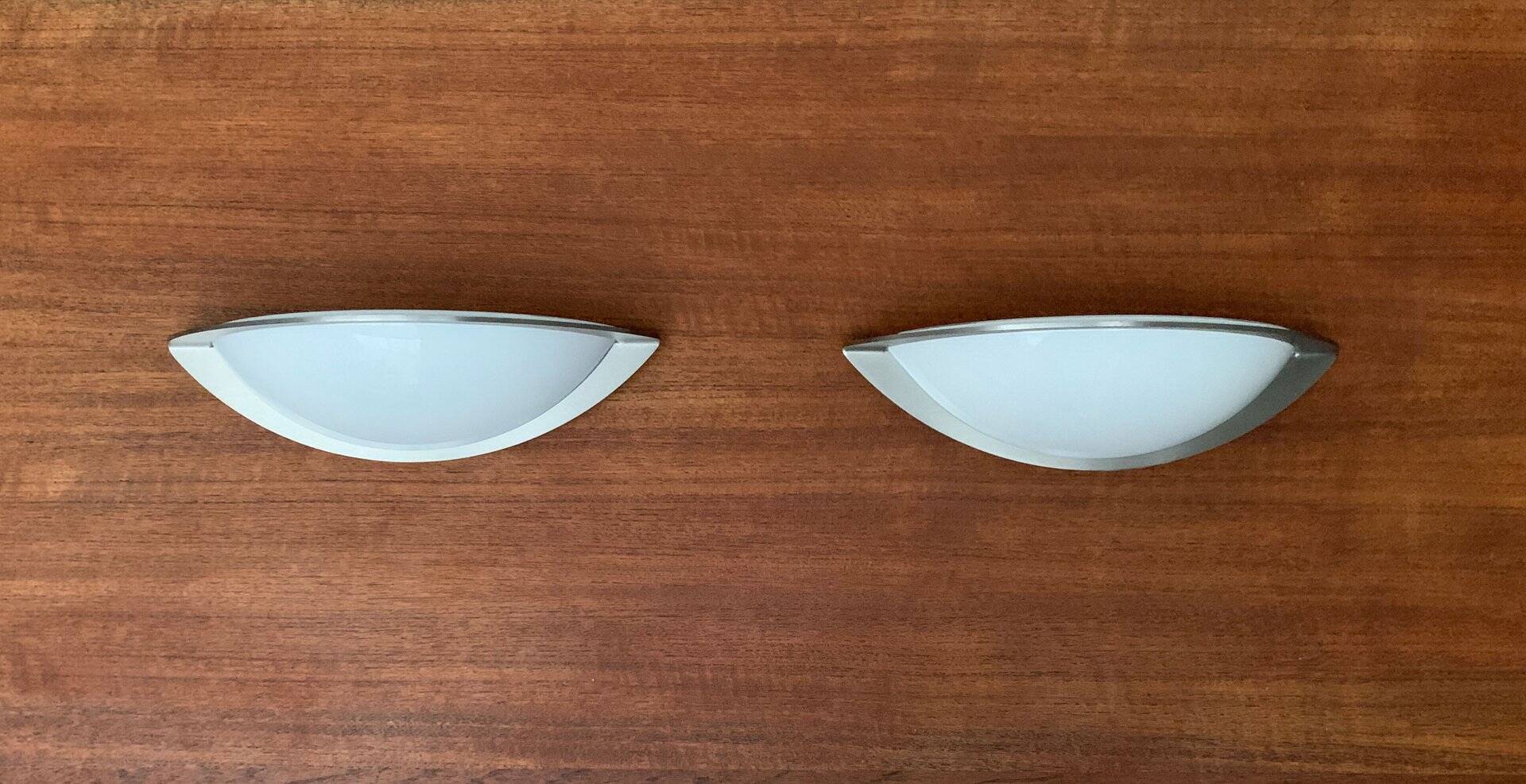 Postmodern German wall lamps from the space age by Glashütte Limburg, set of 2