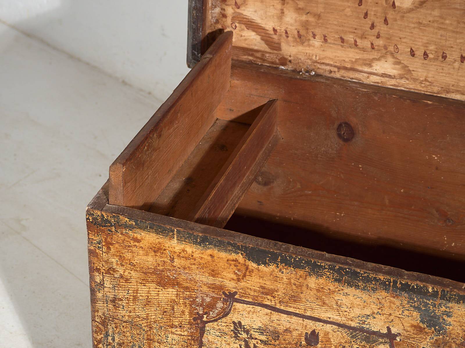 Antique solid gilded wooden chest dated 1846 #86