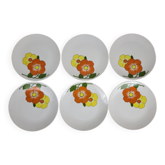 6 assiettes plates en porcelaine vintage