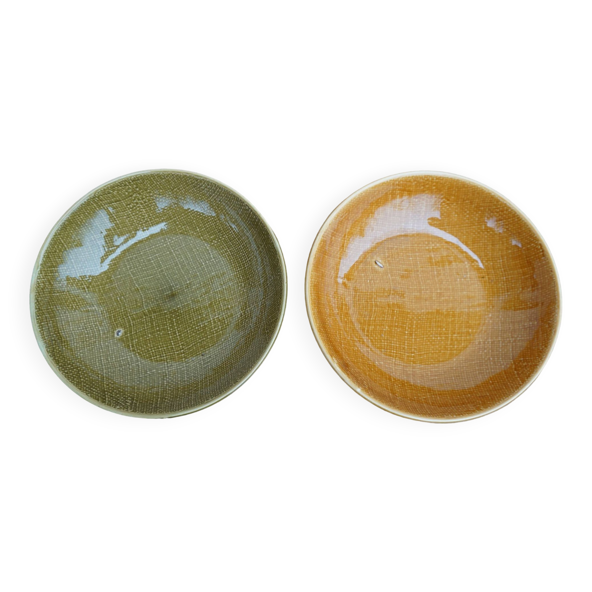 Pair of ceramic dishes from Salins, 1950s