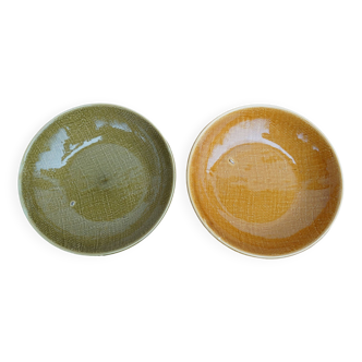 Pair of ceramic dishes from Salins, 1950s