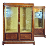Pair of Louis XVI Style Marquetry Display Cabinets, 19th Century