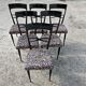 Set de 6 chaises salle à manger Mid Century laque noire peluche imprimé léopard