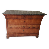 Louis Philippe chest of drawers with marble top and 5 drawers