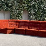 Modular sofa in rusty velvet, France 1970s