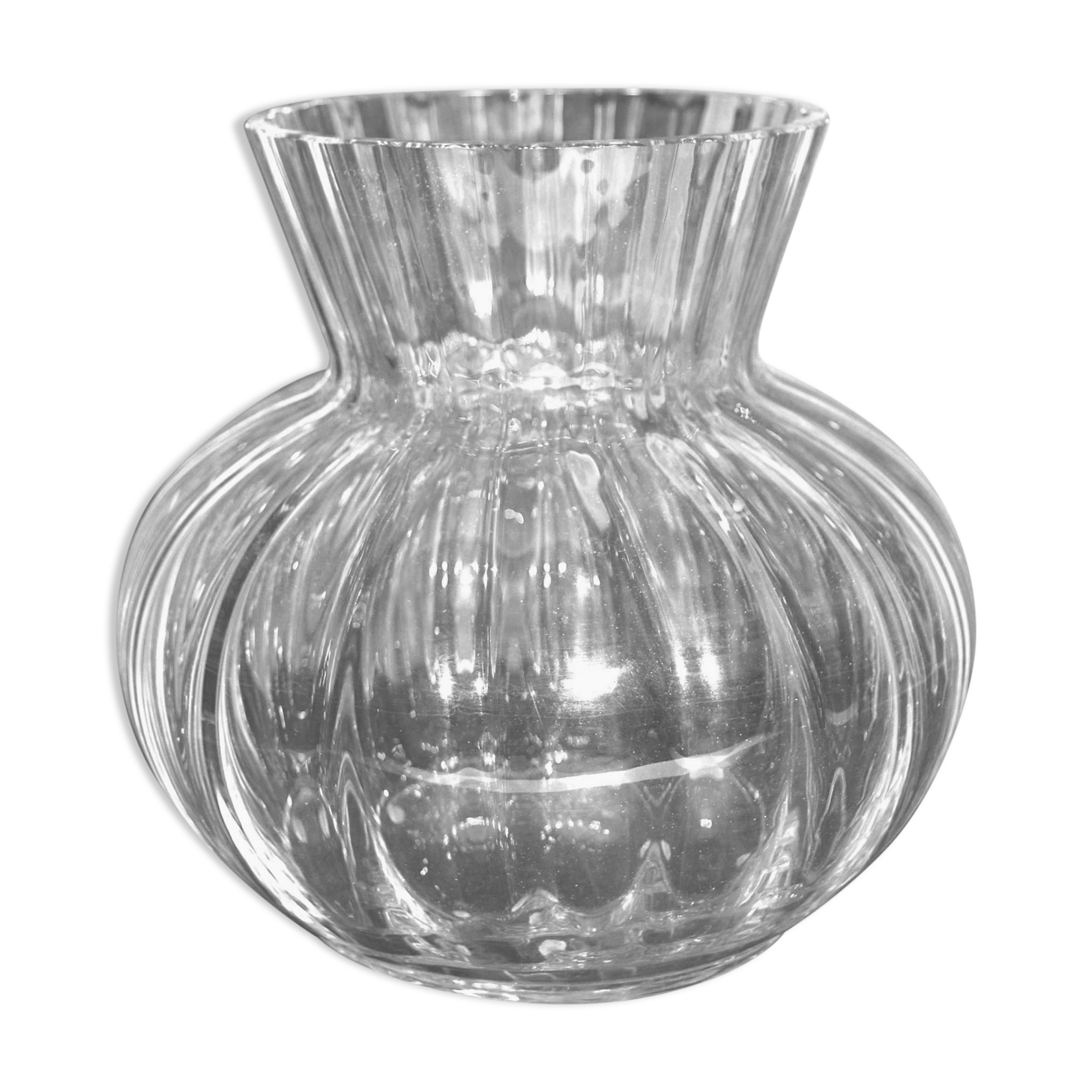 Crystal vase daum acadie - vase with venetian ribs signed daum nancy