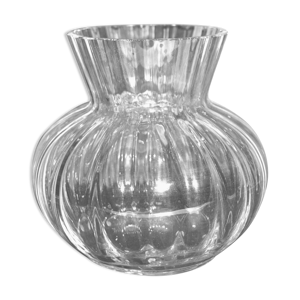vase en cristal daum acadie - vase à côtes vénitiennes signé daum nancy