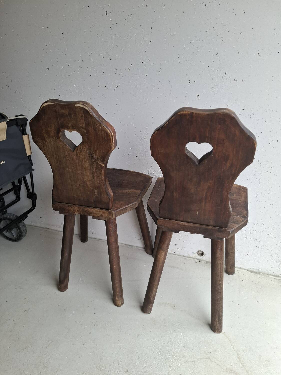 Pair of antique Alsatian wooden chairs