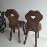 Pair of antique Alsatian wooden chairs