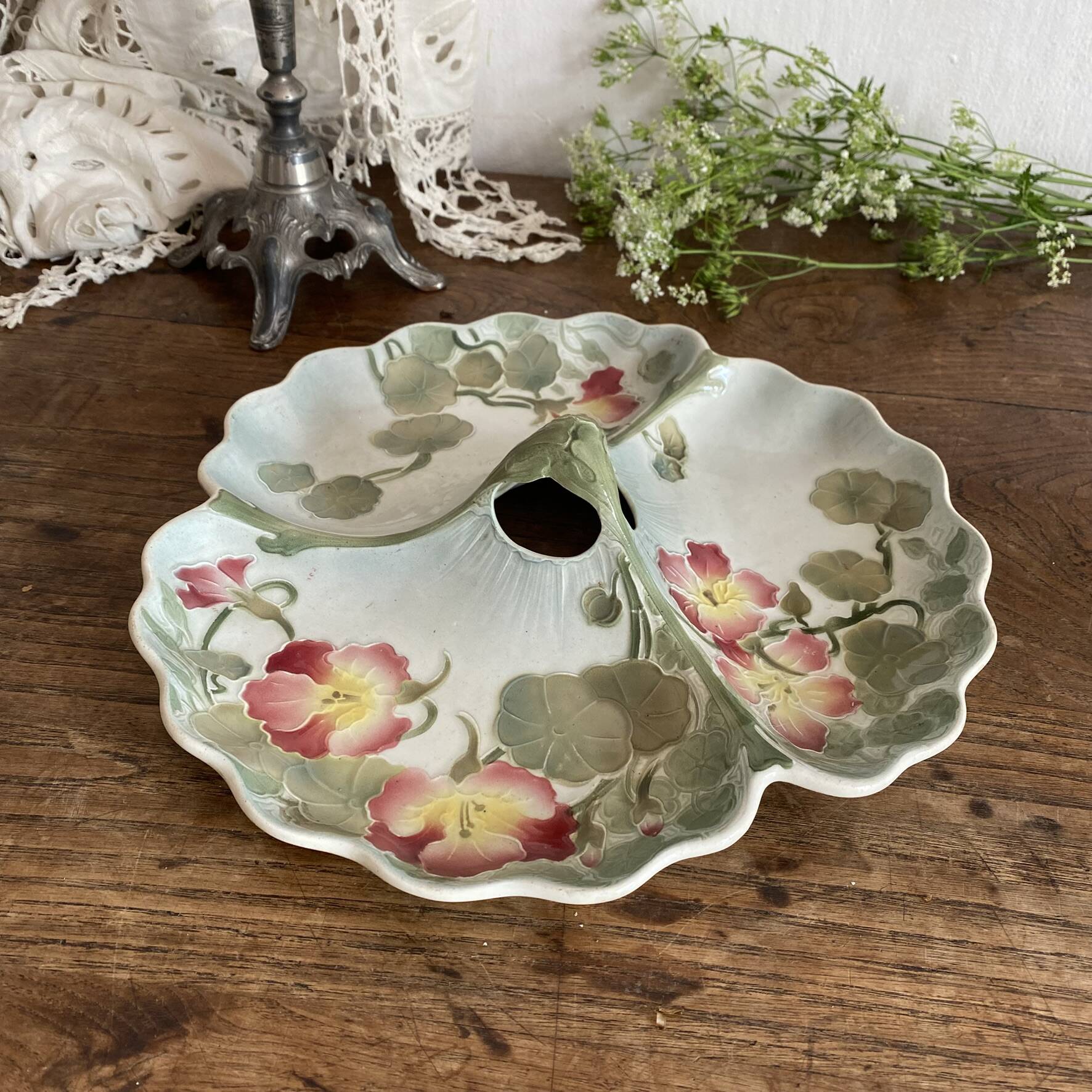 Art Nouveau barbotine serving platter