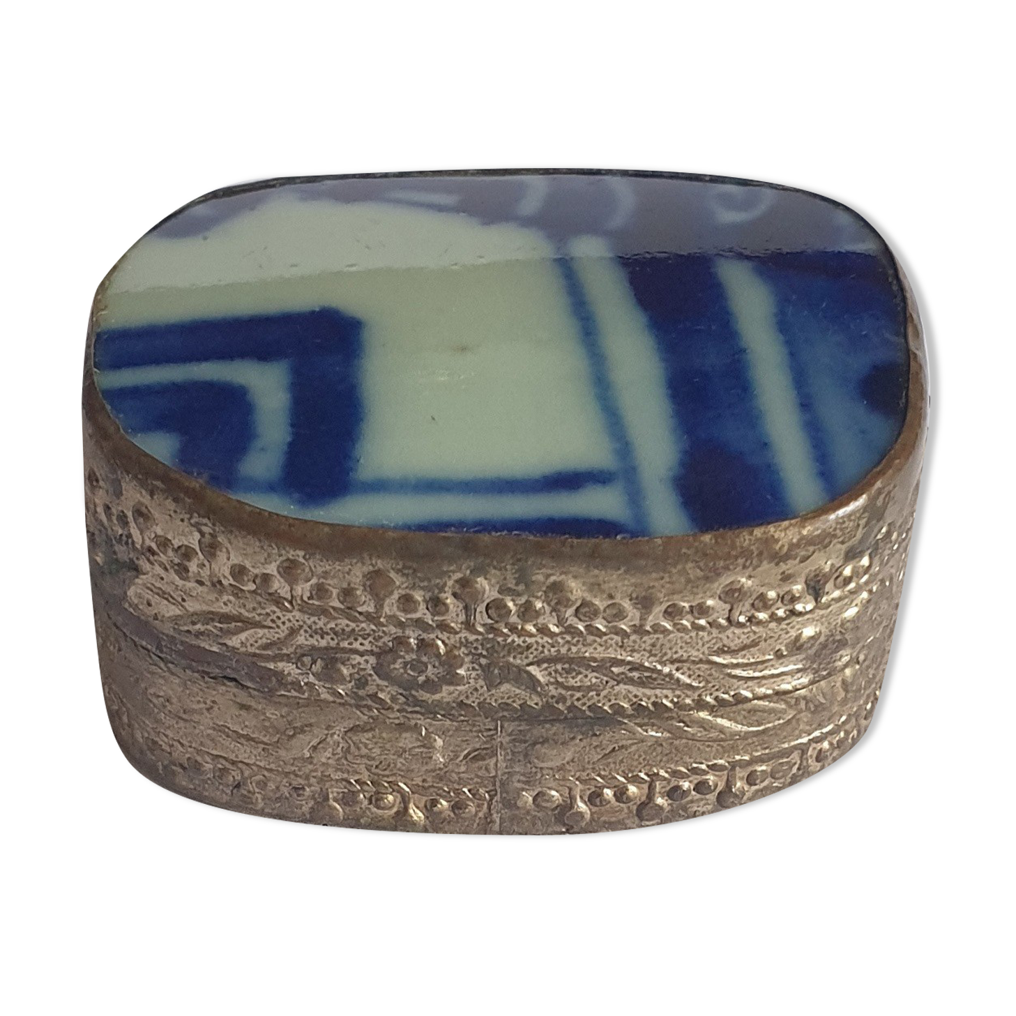 Old metal box and faience twentieth
