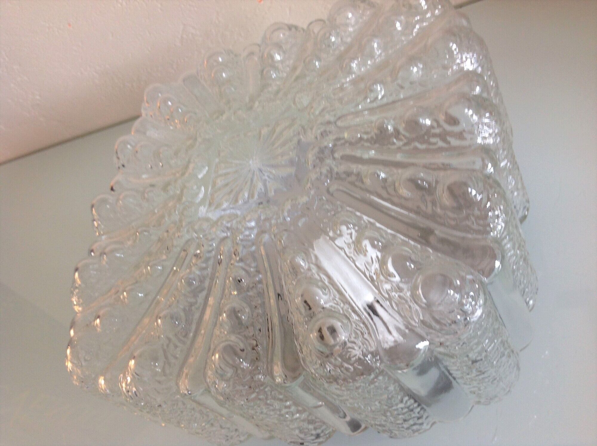 Square ceiling lamp in bulled glass 60/70s