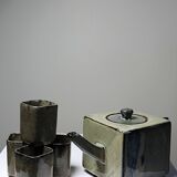 Chinese tea set in glazed terracotta, teapot and 4 cups, 1980s.