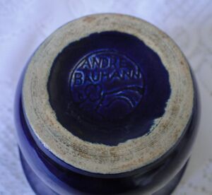 Vase ceramique art deco bleu nuit Andre Baumann