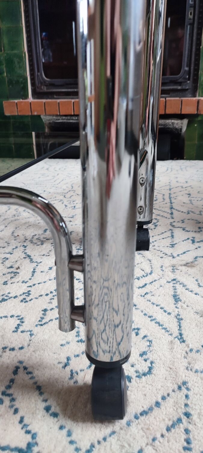 Rolling service chromed metal vintage 80s