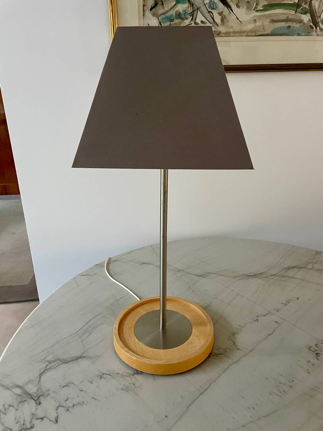 Vintage ikea basisk wood and steel lamp 1990