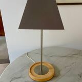 Vintage ikea basisk wood and steel lamp 1990