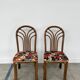 Set of 4 Rausch Rattan Curved Rattan Chairs - Floral Velvet Seats