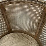 Pair of Louis XVI style basket armchairs in patinated beech, 20th century