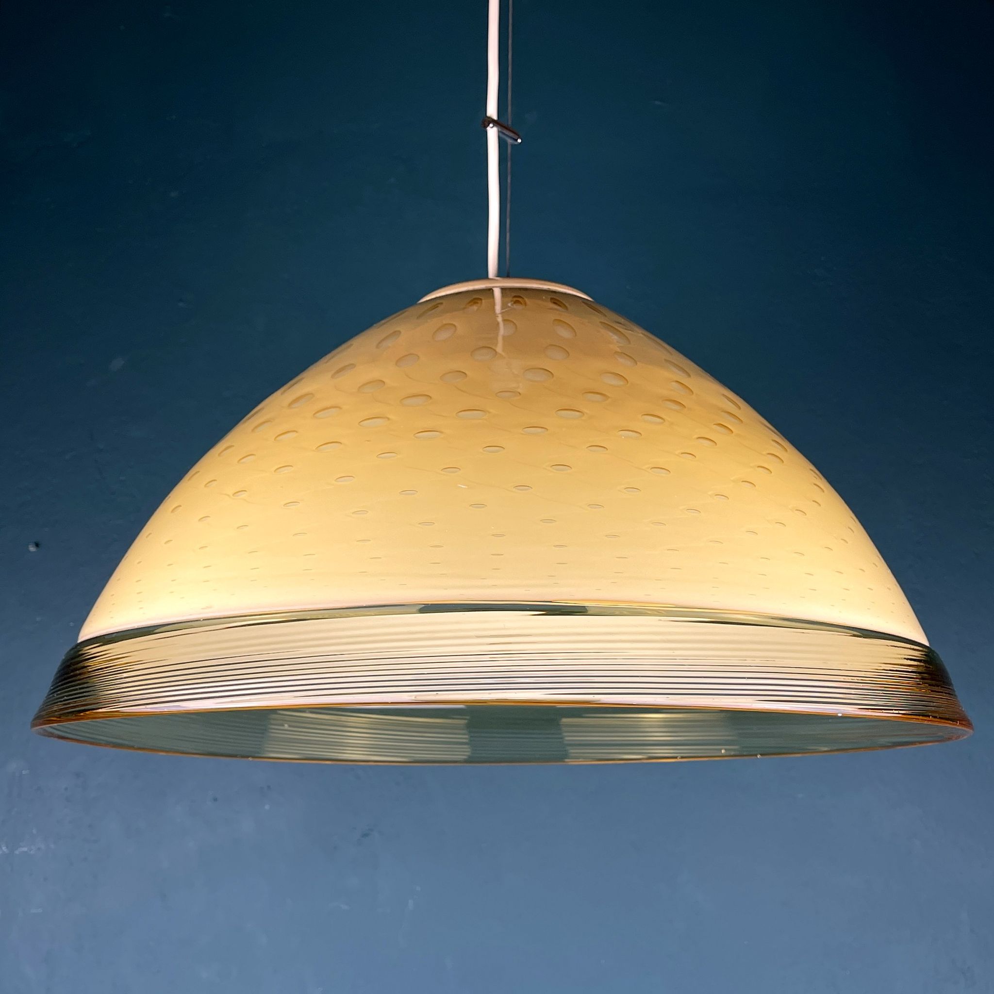 Yellow murano glass pendant lamp Vetri Murano Venezia Italy 1970s