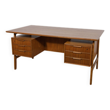 Mid-Century Teak Model 75 Freestanding Desk from Omann Jun, Denmark, 1950s