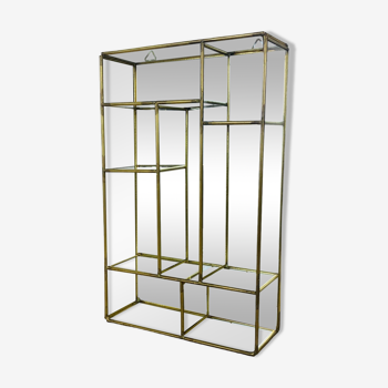 Miniature brass glass display case, shelf