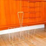 Magazine rack in gilded brass and bamboo handle, 1950