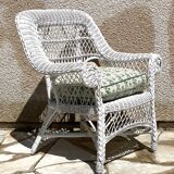 Vintage rattan kids garden armchair
