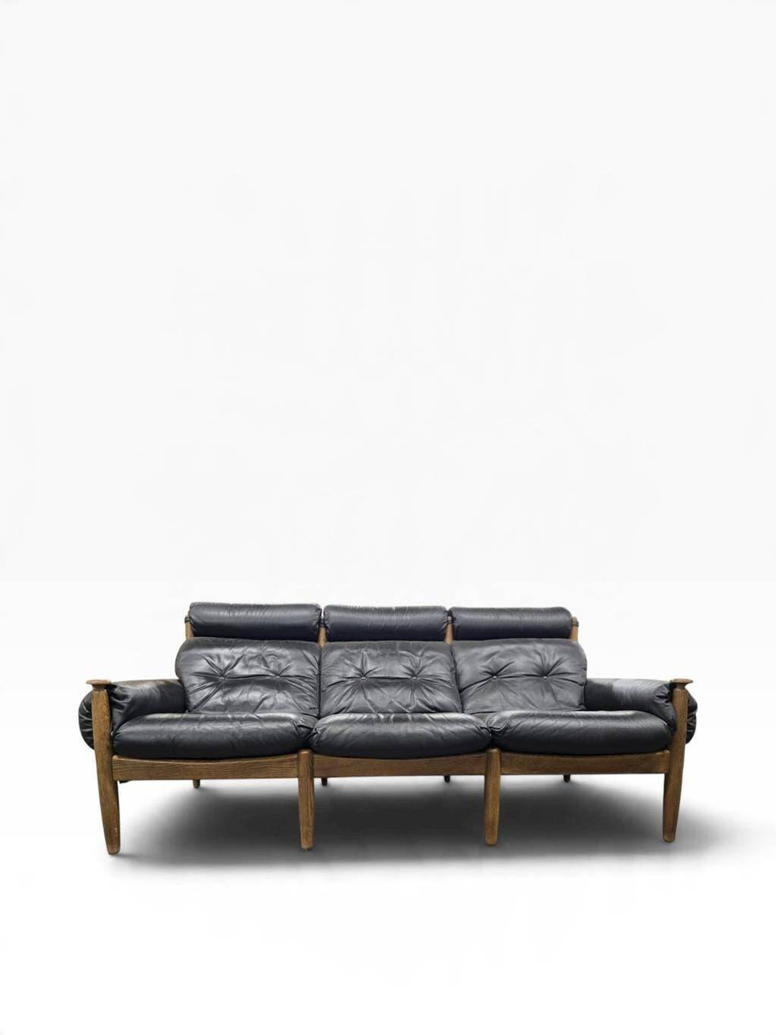 Vintage black leather armchair/sofa/living room by Eric Merthen