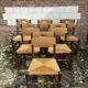 Six brutalist chairs straws and wood 60s