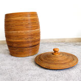 Cylindrical wicker basket, Italy 70's