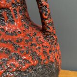 Fat Lava vase in red and black West Germany pottery