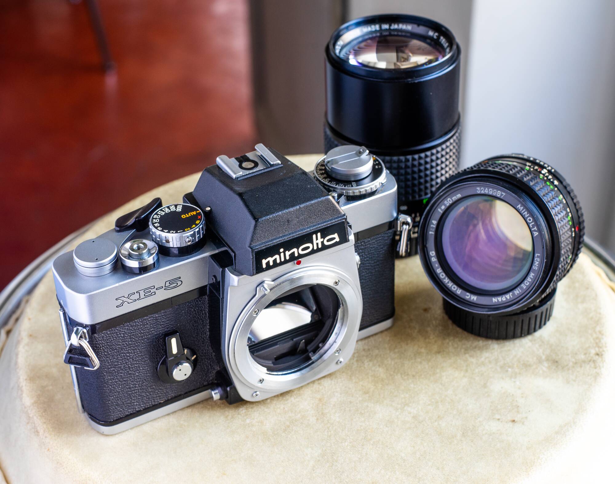 Minolta XE-5 + MC rokkor PG 50mm F1.4 + MC tele rokkor PG 135mm F2.8