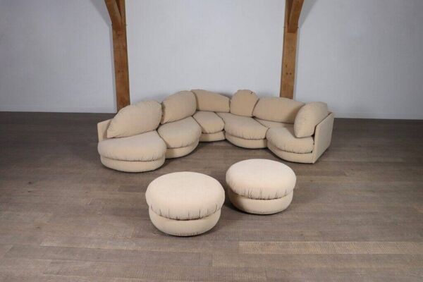 Canapé sculptural beige par Wiener Werkstätte, Autriche 1970