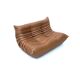 Canapé Togo en cuir marron moyen attribué à Michel Ducaroy pour Ligne Roset.