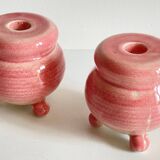 Pair of CERAMIC CANDLEHOLDERS Pink