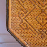 Wicker meal tray with vintage patterns
