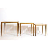 Three walnut side tables from the 60s