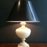 Ceramic lamp on a travertine base