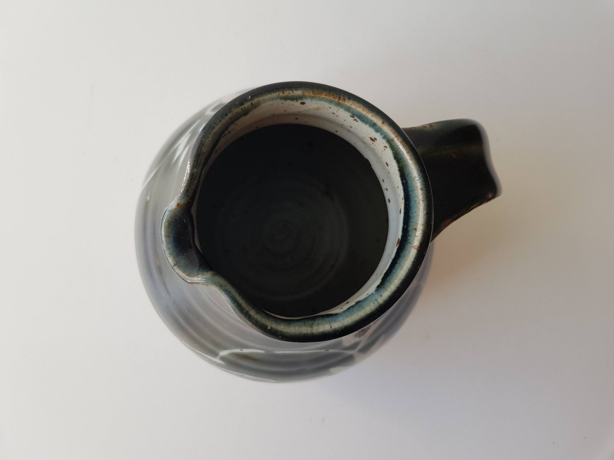 Glazed ceramic pitcher Signature identified signed Sceugau Coliutu