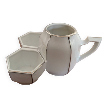 Art Deco condiment holder MS France in porcelain – 1930s