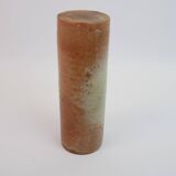 Brown ceramic tube vase signed Roger Jacques under the base