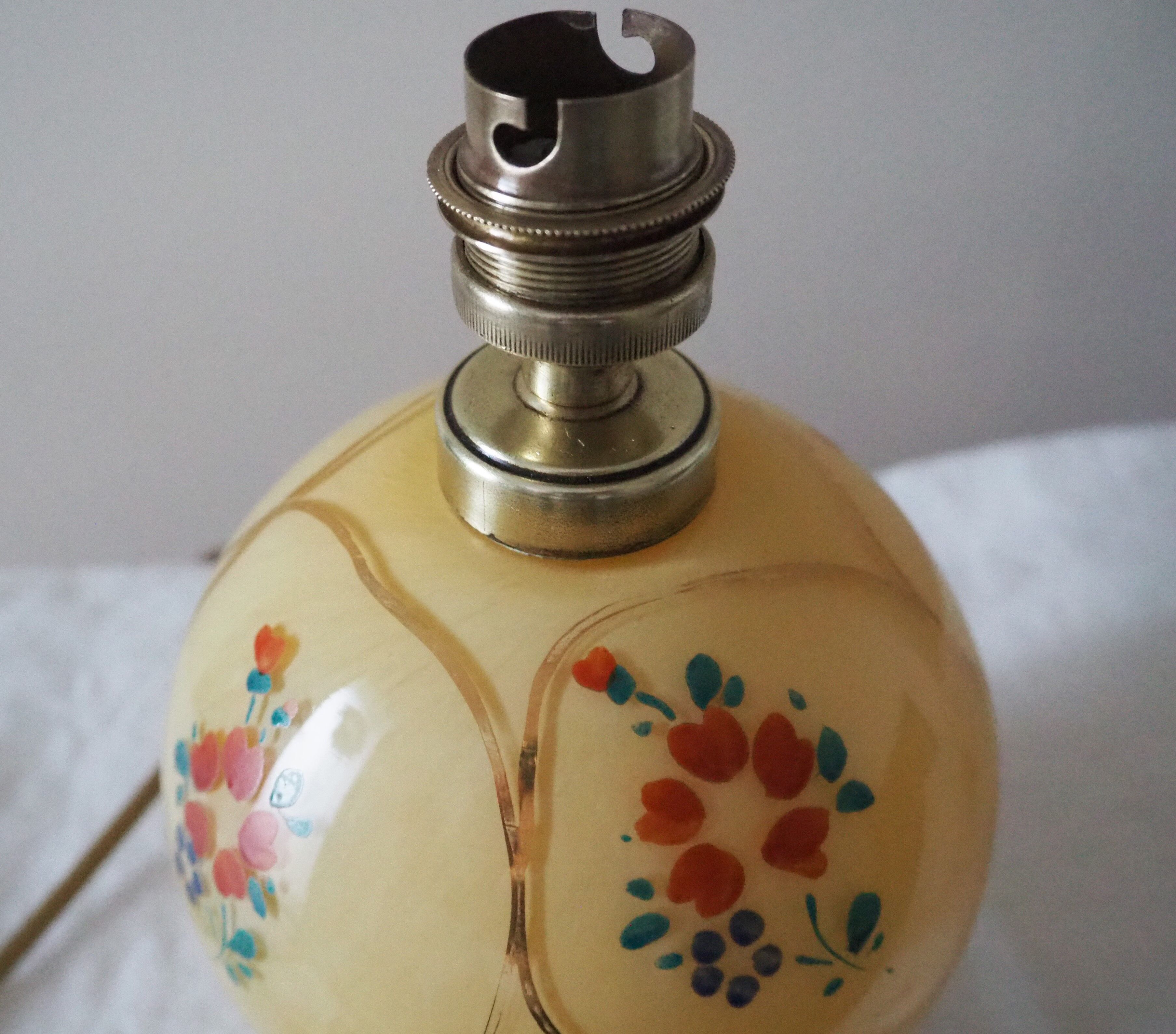 Old lamp foot ball to pose / table / bedside / side glass – floral print