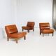 Brutalist 7-piece cognac leather modular sofa
